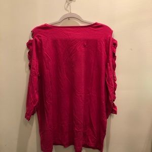 torrid Tops - Roaman’s - Bright Pink Lattice Sleeve Ultimate Tee torrid Tops - Roaman’s - Bright Pink Lattice Sleeve Ultimate Tee